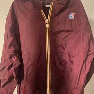 K-Way Maroon Jacket with Zipper Detail